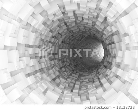 Digital 3d illustration, white bent tunnel 18122728