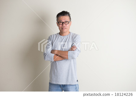 asian senior male in casual ,crossed arm asian senior male in casual ,crossed arm 18124226