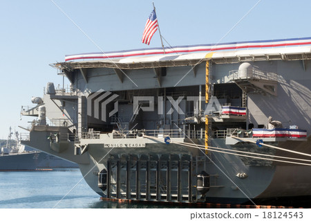 The stern (up) of nuclear aircraft carrier Ronald Reagan The stern (up) of nuclear aircraft carrier Ronald Reagan 18124543