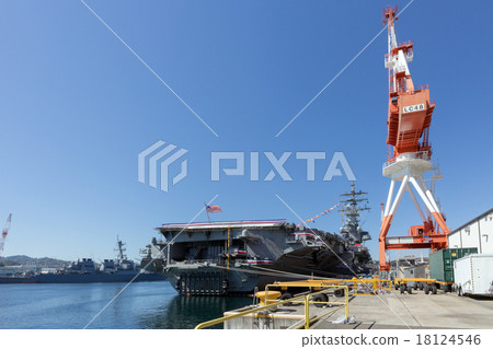 Nuclear aircraft carrier Ronald Reagan (super wide angle from stern side) 18124546
