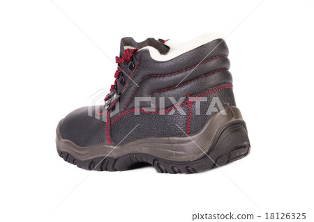 Black leather boot. Black leather boot. 18126325