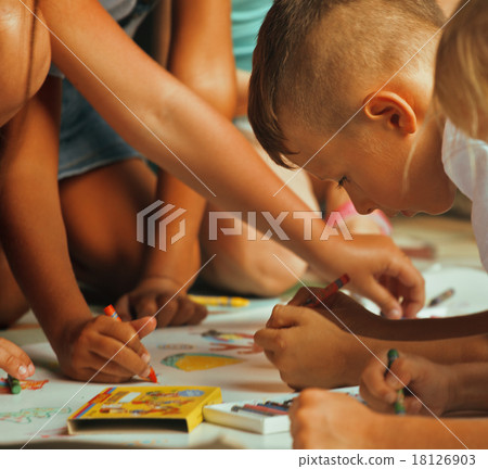 little cute boy with company painting on birthday little cute boy with company painting on birthday 18126903