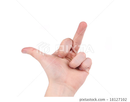 Middle finger sign hand. Middle finger sign hand. 18127102