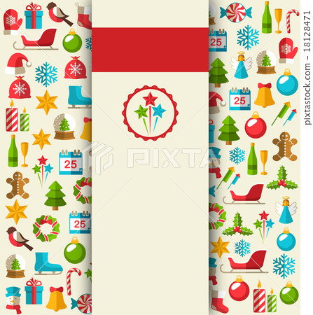 Christmas Card with Flat Icons on Beige Christmas Card with Flat Icons on Beige 18128471