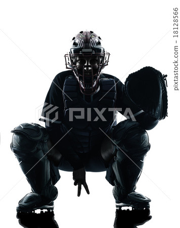 woman playing softball players silhouette isolated 18128566