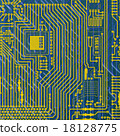 Circuit board electronic golden - blue background 18128775