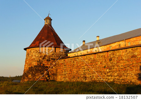 Walls of the Solovetsky monastery at sunset Walls of the Solovetsky monastery at sunset 18132507