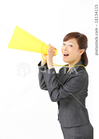 Business woman megaphone Business woman megaphone 18134115