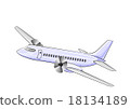 Illustration of a simple drawn propeller plane (passenger plane) 18134189