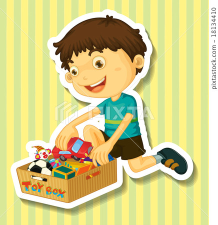 boy putting toys in the box-插图素材 [18134410] - pixta图库
