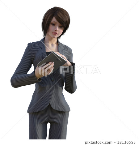 Young woman using tablet perming3DCG Illustration material 18136553