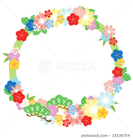 New Year card material - Shochiku Meika flower frame 18136754