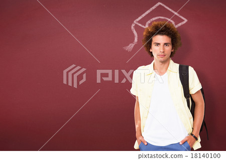 Composite image of casual young man in office corridor Composite image of casual young man in office corridor 18140100