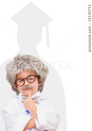 Composite image of cute pupil in lab coat 18140751