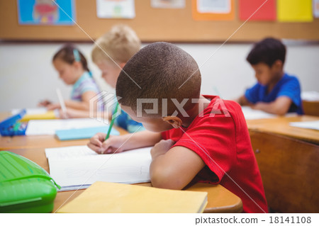 Busy students working on class work 18141108