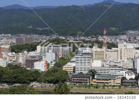 從高知市的高知（中心的高知城，縣政府，前景是香川）查看 18143110
