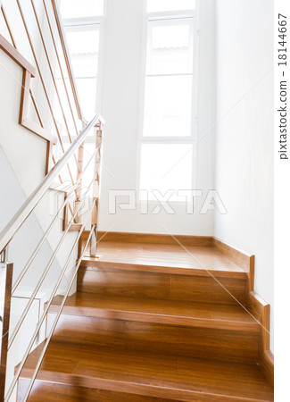 Interior wooden staircase of new house Interior wooden staircase of new house 18144667