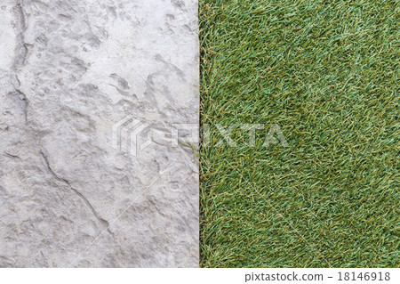 artificial grass with stone floor texture backgroud 18146918