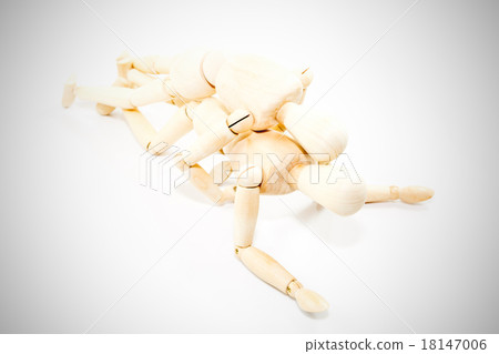 Dummy wooden sex on vignette white background Dummy wooden sex on vignette white background 18147006