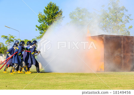 Firefighter fighting for fire attack training 18149456