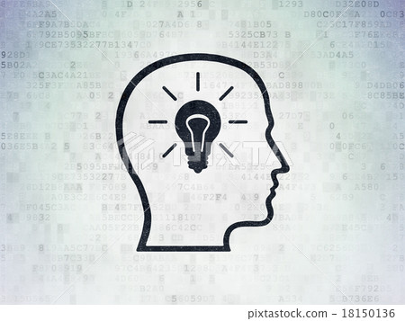 Information concept: Head With Lightbulb on 18150136