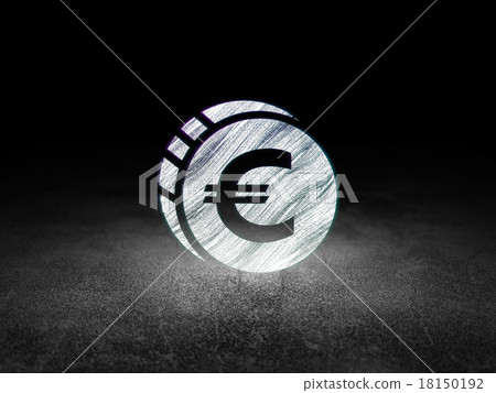 Banking concept: Euro Coin in grunge dark room Banking concept: Euro Coin in grunge dark room 18150192