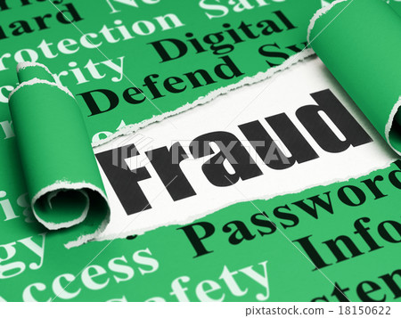 Protection concept: black text Fraud under the 18150622