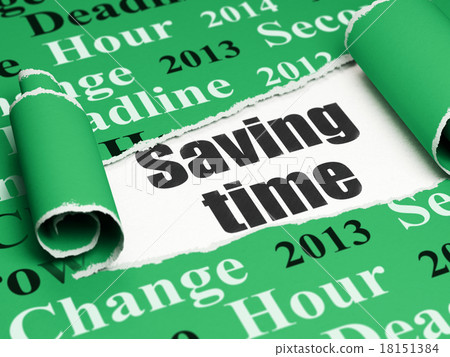 Time concept: black text Saving Time under the Time concept: black text Saving Time under the 18151384