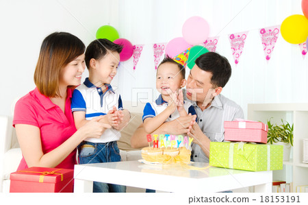 Asian family celebrating birthday 18153191