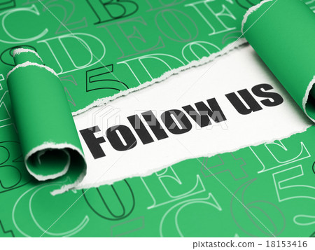 Social media concept: black text Follow us under Social media concept: black text Follow us under 18153416