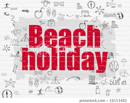 Tourism concept: Beach Holiday on wall background 18153482