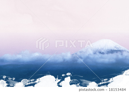 Mt.富士背景為新年的卡片 18153484