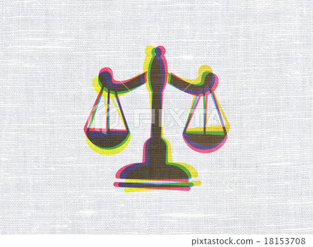 Law concept: Scales on fabric texture background 18153708