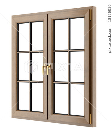 brown wooden window isolated on white background brown wooden window isolated on white background 18156036