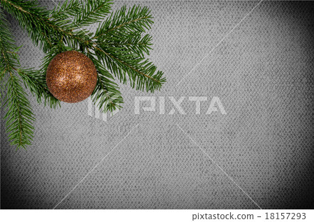 branch with christmas ball on canvas background branch with christmas ball on canvas background 18157293