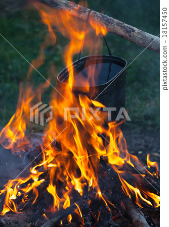 camp fire in the night camp fire in the night 18157450