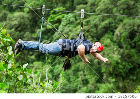 Oversized Tourist On Zip Line 18157506