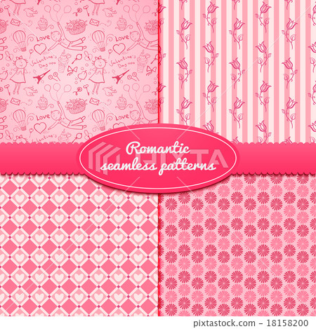 Set romantic seamless pattern vector illustrations 18158200