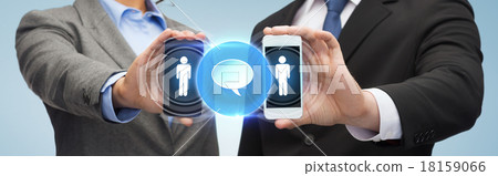 businessman and businesswoman with smartphones 18159066