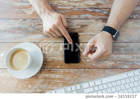 close up of hands with smart phone and watch close up of hands with smart phone and watch 18159157