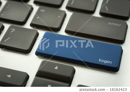 Laptop keyboard with typographic LOGIN button 18162423