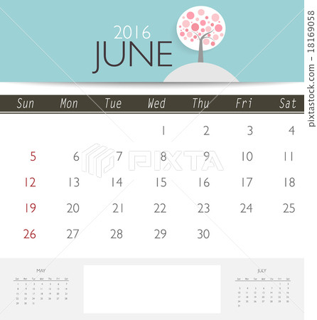 16 Calendar Monthly Calendar Template For Stock Illustration