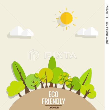 ECO FRIENDLY. Ecology concept with tree background. Vector illus ECO FRIENDLY. Ecology concept with tree background. Vector illus 18169079