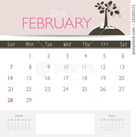 图库插图 2016 calendar monthly calendar template for february.