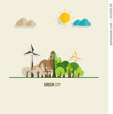 ECO FRIENDLY. Ecology concept with tree background. Vector illus 18169138