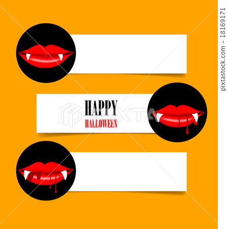 Happy Halloween design background, Cute note paper with Vampire 18169171
