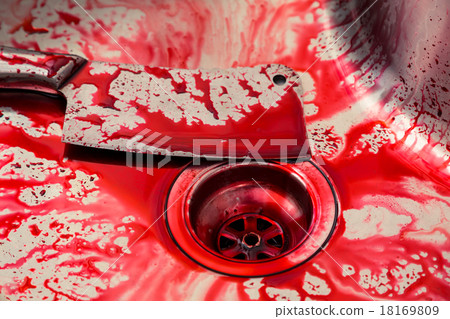 Kitchen sink with knife and blood for Halloween Kitchen sink with knife and blood for Halloween 18169809