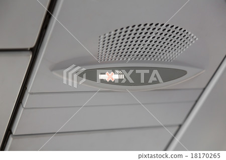 No smoking sign on the airplane No smoking sign on the airplane 18170265