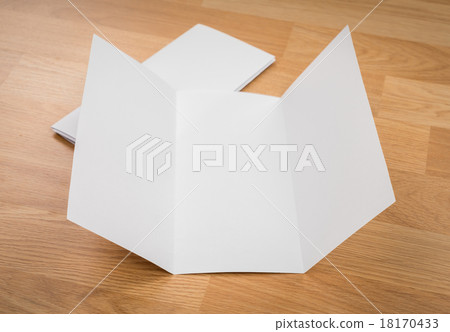 Trifold white template paper on wood texture Trifold white template paper on wood texture 18170433