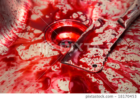 Kitchen sink with knife and blood for Halloween 18170453